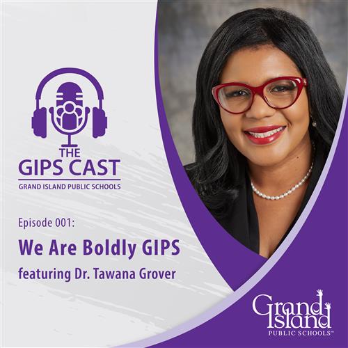 The GIPS Cast episode one icon - "We Are Boldly GIPS" - with Dr. Grover's headshot